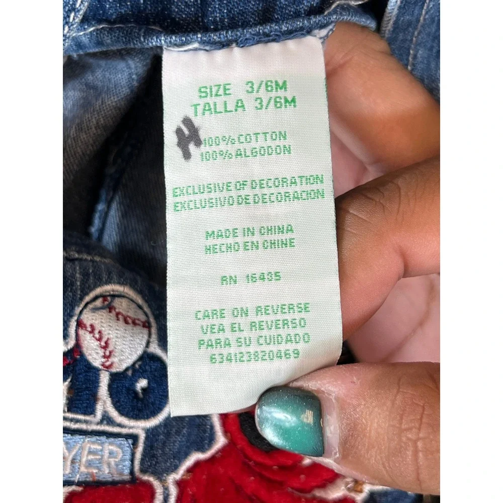 Sesame Street Elmo Cookie Monster Denim Shortalls Baby 3/6M Blue Baseball Retro